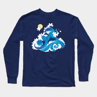 Big Waves and Dolphins Playing Long Sleeve T-Shirt